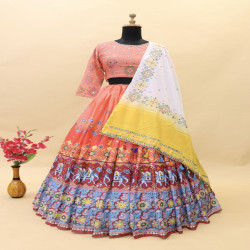 Women's Digital Printed Butter Silk Lehenga Choli with Dupatta